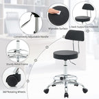 Office Chair with Back (Adjustable Height Posture Stool 19.5’’-26.6’’)(Drafting Chair on Wheels) Work Stool with Footrest (Black)