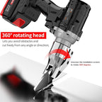 IZIO 21V Brushless Cordless Metal Shear Black- Heavy Duty 360° Rotating Cutter for Stainless Steel, Iron Plate, Aluminum (0-1.2mm), Leather, Carpet, Cardboard(Up to 5mm)Makita 21V Battery Compatible.
