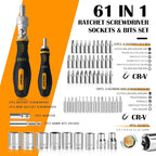 61 PCS Ratchet Screwdriver Set with Bits,Socket Wrench Set,Small Precision Screwdriver Set,Tool Set with Rotatable Ratchet Handle and Storage Case for Women, Men, DIY, Home Repair