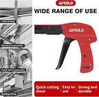 Zip Tie Gun, Cable Tie Gun with Cutting and Fastening, Adjustable Tension 1-3 Setting, Red, 6.29 Inches Length
