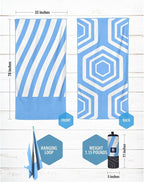 VENTURE 4TH Microfiber Beach Towel: Quick-Dry, Compact, Sand-Free, Absorbent, Sandproof and Lightweight - Perfect for Camping, Beach, and Roadtrips (Sky Blue Stripes Design | 35x78 inches)