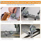 Neoteck 0-1'' Digital Dial Indicator Table Saw Gauge Suitable for Table Saws with a Groove Width of 3/4" (19mm) or more for Aligning and Calibrating Work,Shop Machinery,Band Saw and Drill Press-Silver