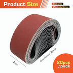 KonaFlex Sanding Belts 20 Pack 3x21 Inch Belt Sander Paper Aluminum Oxide with 60/80/120/150/240 Grits for Woodworking, Paint Sanding, Metalworking, Rust Removal