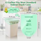 ECOLipak 13 Gallon Compostable Trash Garbage Bags, 100 Count (2 Rolls) Biodegradable Heavy Duty Bathroom Kitchen Trash Bags for Home/Office, US BPI ASTM D6400 and OK Compost Home Certified