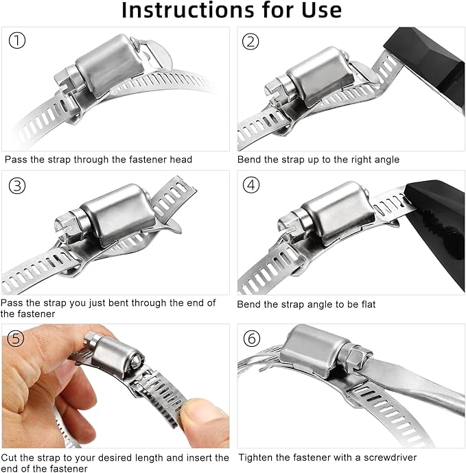 Hose Clamps, DIY 20 FT Metal Strap + 9 Fasteners, Hose Clamps Stainless Steel, Large Adjustable Hose Clamp Pipe Clamp for Pipe Automotive Mechanical Applications