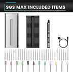 AM ARROWMAX Smart Engraving Pen, HollowCup Motor, 42 Bits with Aluminum Case, OLED, Magnetic Charge, Mini Electric Engraving Tool for Metal, Wood, Glass and Plastic (SGS MAX)