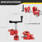 Wood Gluing Pipe Clamp Set | 3/4" Heavy Duty Woodworking Cast Iron Pipe Clamps Quick Release Pipe Wood Clamps (6 Pack, 3/4")
