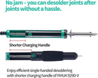 YIHUA 929D-V Electric Desoldering Soldering Iron Solder Sucker Desoldering Pump with Shorter Charging Handle and Desoldering Nozzles 1.0mm 1.2mm for Through-Hole Desoldering