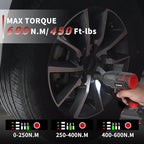 NAWIN Cordless Impact Wrench, 1/2 Impact Gun,450 ft-lbs (600N.m),Brushless Motor, 2×4.0Ah Battery,Electric Impact Wrench for Car Home,Sockets Kit, Fast Charger