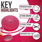 TNP Hook and Loop Tape Strap Cable Ties Fastener (Red) (15 Feet) - Sticky Self Adhesive Nylon Fabric Roll Wrap 0.75" Wide 5 Yards Reusable for Cutting Custom Length Cord Wire Fastening