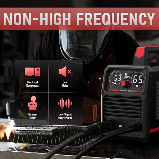 YESWELDER Plasma Cutter 65Amp Non-High Frequency Non-Touch Pilot Arc, Digital Display DC Inverter 110/220V Dual Voltage Blowback Plasma Cutting Machine CUT-65DS PRO