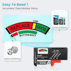Dlyfull Battery Tester, Universal Battery Testers Small Battery Checker for AAA AA C D 9V 1.5V Button Cell Household Batteries (Magnetic Version)