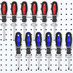 Hotop 2 Pieces Pegboard Screwdriver Holder Peg Board Tool Utility Hooks Pegboard Accessories Six-Tool Organizer Racks Accessory Multi-Ring Holder for Pliers(Silver)
