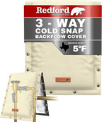 Redford Supply Co. Cold Snap (5°F) Backflow Preventer Insulation Cover, 3-Way Custom, 16"W x 20"H, Pipe Insulation, Water Sprinkler Covers for Outside, Sprinkler Backflow Cover for Winter (Beige)