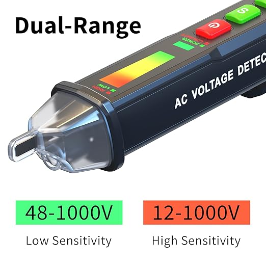 Zoyi DB02 AC Voltage Detector - Non-Contact Voltage Tester Pen with Break-Point Testing, Dual-Range 12-1000V/48-1000V, Electric Tester for Home Electricians, Wire Tester