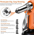 Proster Pneumatic Riveter - 3917LBF Pulling Pneumatic Rivet Gun, Heavy-Duty Air Pop Riveter 3/32", 1/8", 5/32", 3/16" and 1/4" Capacity
