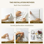VUSIGN Pegboard Combination Wall Organizer Kit, 4 Pieces Pegboards and 17 Accessories Modular Hanging, Wall Mount Display Peg board Panel Kits for Bedroom, Home, Office, Bathroom, 22" x 22", White