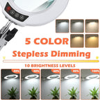 10X Magnifying Glass with Light and Stand, Real Glass Lens Desk Lamp, Lighted Magnifier with Light Stepless Dimming Hands Free for Craft, Reading, Painting, Sewing, Solder - White