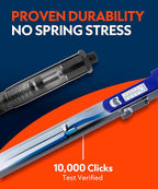 QUENCHINＧ 3/8 -Inch Drive Split Beam Torque Wrench, 20-100 ft-lb, Flex Head, 32 Teeth, Calibration-Free, Chrome Vanadium, ±4% Accuracy, Heavy Duty Torque Wrench for Mechanics and DIY Repair