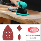 120pcs Mouse Sander Sandpaper, Detail Sander Sandpaper Sanding Sheets, Mouse Sander Pads Sanding Paper 60 120 180 240 Grit for Detail Sander, Finger Sander -FBD12