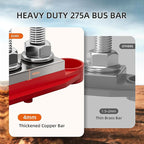 275A Power Distribution Block 12V Bus Bar 5 x 3/8" (M10) Terminal Studs 12 Volt Marine Busbar Positive and Ground for Automotive Car Boat Solar System