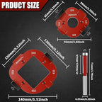 Round Corner Radius Template,Router Corner Template Set, Radius Jig with Guide Pin, R10-R50 Corner Templates, Red Aluminum