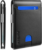 RUNBOX Slim Wallets for Men - Leather Money Clip Mens Wallet - RFID Blocking Front Pocket Bifold Wallet - Thin Credit Card Holder with Gift Box