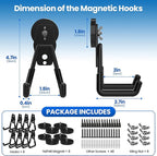 8 Pack Large Magnetic Hooks Heavy Duty Extra Strong Magnetic Garage Hooks Big NdFeB Industrial Magnet Hooks Magnetic Utility Storage Holder Organization with Anti-Slip Coating for Hanging Garden Tools