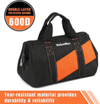 ValueMax 13-Inch Small Tool Bag, Wide Mouth Tool Bag with 12 Storage Pockets, Heavy Duty Orange Tool Tote Organizer