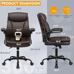 Office Chair Ergonomic Desk Chair - Premium Leather Executive Office Chairs with Lumbar Support Flip Up Armrests, Home Office Desk Chairs Computer Chair with Rocking Function Adjustable Height