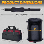 TICONN Heavy Duty Tool Bag with Multi-Pockets, Portable Tool Box Organizer Storage Bag, with Adjustable Shoulder Strap and Ergonomic Handle (Red, 16" Standard Base)