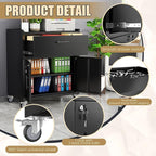 Metal Storage Cabinet, Locking Storage Cabinet with Drawer and Adjustable Shelf, Rolling Tool Cabinets for Garage, Office, Black, Assembly Required (18.4" D x 30.3" W x 35.39" H)