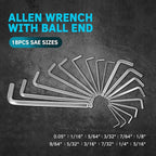 36-Piece Hex Key Allen Wrench Set with Ball End - SAE/Metric Sizes and 2 Storage Cases (Blue/Black)