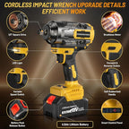 1000Nm(738ft-lbs) Cordless Impact Wrench 1/2 inch, High Torque Brushless Impact Gun w/Two 4.0AH Battery, with Storage Case, Electric Impact Wrench for Car Truck, RV/Mower