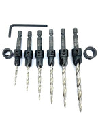FTG USA Adjustable Wood Countersink Drill Bit Set 6 Sizes Set with Tapered Drill Bit for Woodworking