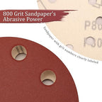 100 PCS 800 Grit 5 Inch Sanding Discs, Hook and Loop Sandpaper for Random Orbital Sander