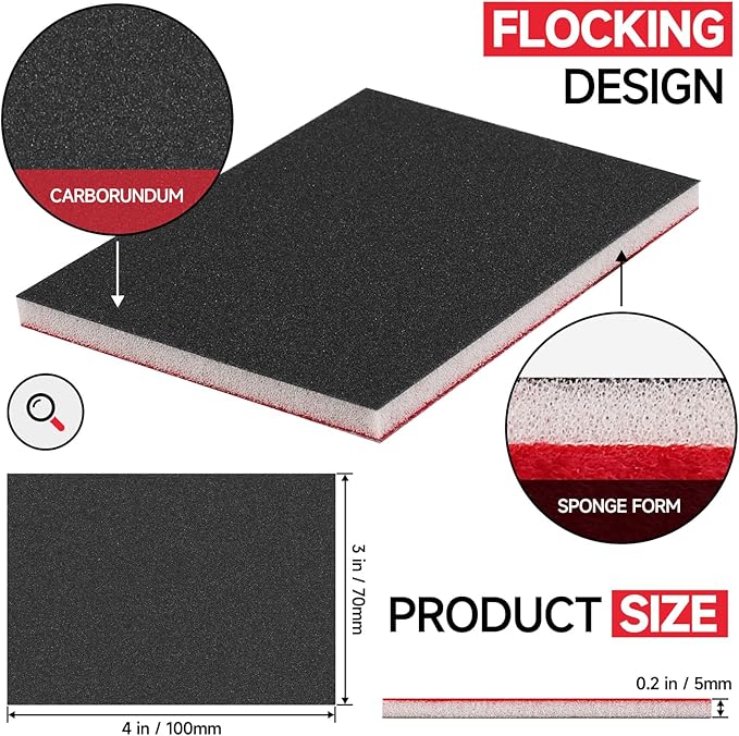 20 Pcs 3 x 4 Inch 2000 Grit Sanding Sponge Set, Ultra Fine Sanding Sponges Pads, Soft Foam Hand Sander Block Wet Dry Sandpaper for Model Drywall Metal Wood Furniture Polishing