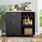 Shintenchi Kitchen Island Cart with Storage,Rolling Kitchen Island Side Table on Wheels with Large Worktop,Storage Cabinet,Towel Rack and Drawers for Kitchen,Dinning Room, White