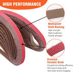 1/2 X 18 Inch Sanding Belts 80 Grit, 1/2x18 Inch Ceramic Sanding Belt for Belt Sander, Metal Finishing, Rust Removal, Woodworking, 20 Pcs