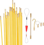 Jeemiter 24 FT Fiberglass Running Electrical Wire Cable Glow Rods Wire Pulling, Fish Rods Electrical Kit with 6 Different Attachments and Fish Tape Wire Puller Kit