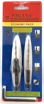 FTG USA Adjustable Wood Countersink Drill Bit #6 (9/64") with 1 Tapered Drill Bit for Woodworking