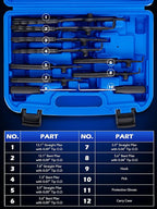 Orion Motor Tech 10pc Snap Ring Pliers Set, Internal & External Circlip Pliers With Bent & Straight Pliers, Hook Pick, Heavy Duty Removal Tool, Storage Case & Gloves
