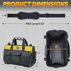 TICONN Heavy Duty Tool Bag with Multi-Pockets, Portable Tool Box Organizer Storage Bag, with Adjustable Shoulder Strap and Ergonomic Handle (Yellow, 14" Molded Base)