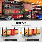 79” W Garage Shelving Heavy Duty, 7000LBS Metal Storage Shelves, 4 Tier Storage Rack Shelf, Steel Industrial Shelving, Adjustable Standing Shelf for Basement/Warehouse 79" W x 24" D x 79" H, Black