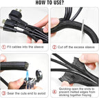 25ft - 1 inch Cable Protector Sleeve Split Wire Loom Tubing for Power, Audio, USB, Cord Management for TV, Computer, Protection from Pets Chewing, Black