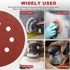 5 Inch Sanding Discs Hook and Loop, 70 PCS 8 Hole Adhesive Sandpaper, Including 40/60/80/120/180/240/320 Grit for Random Orbital Sander