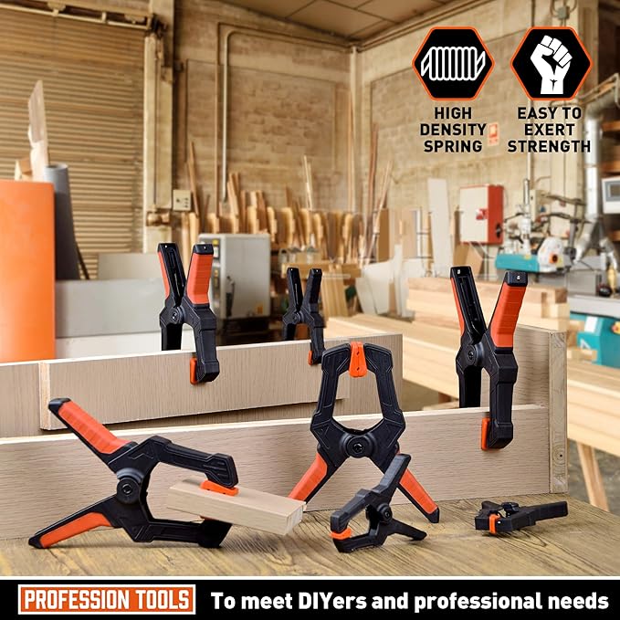 AMARTISAN Spring Clamps Heavy Duty Set. 20-Pack Spring Clamp with 4 Pcs of 6-inch, 6 Pcs of 4-inch and 10 Pcs of 3-inch Clamps, for Crafts, Backdrop Stand, Woodworking, Photography Studios