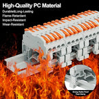5Pcs DIN Terminal Blocks, 4 Conductor Compact Wire Conductor Splicing Connectors, KV223 Lever Wire Connectors for AWG 28-12, 600V 32A