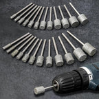 Stone Carving Set Diamond Burr Bits Compatible with Dremel, 46Grit 150Grit 24PCS Polishing Kits Rotary Tools Accessories with 1/8'' Shank for Engraving, Grinding, Stone, Rocks, Jewelry, Ceramics