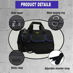 20 Inch Tool Bag, Waterproof Wide Mouth Tool Kit, Heavy Duty Tool Bag Organizer With Shoulder Straps, Tool Storage Package For Men/Women (20IN DarkBlue)